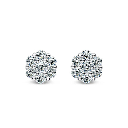 Moissanite Stud Earrings 18k White Gold Plated Sterling Silver D VVS1 Round Lab Diamond Ear Studs For Women Men