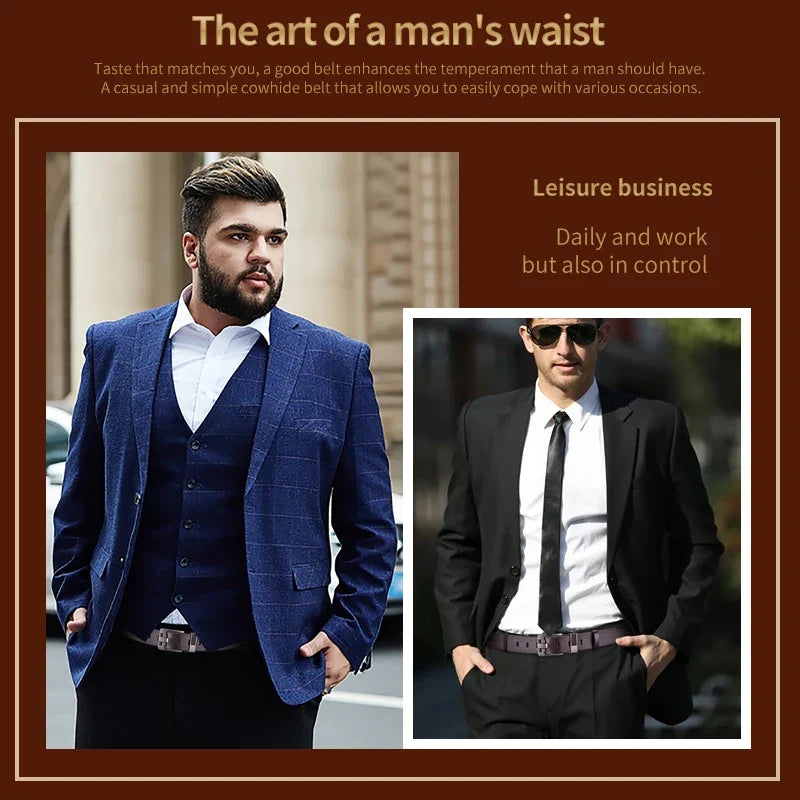 Luxury Men's Belt New Large Plus Size 100-130cm Retro Needle Buckle High Quality
