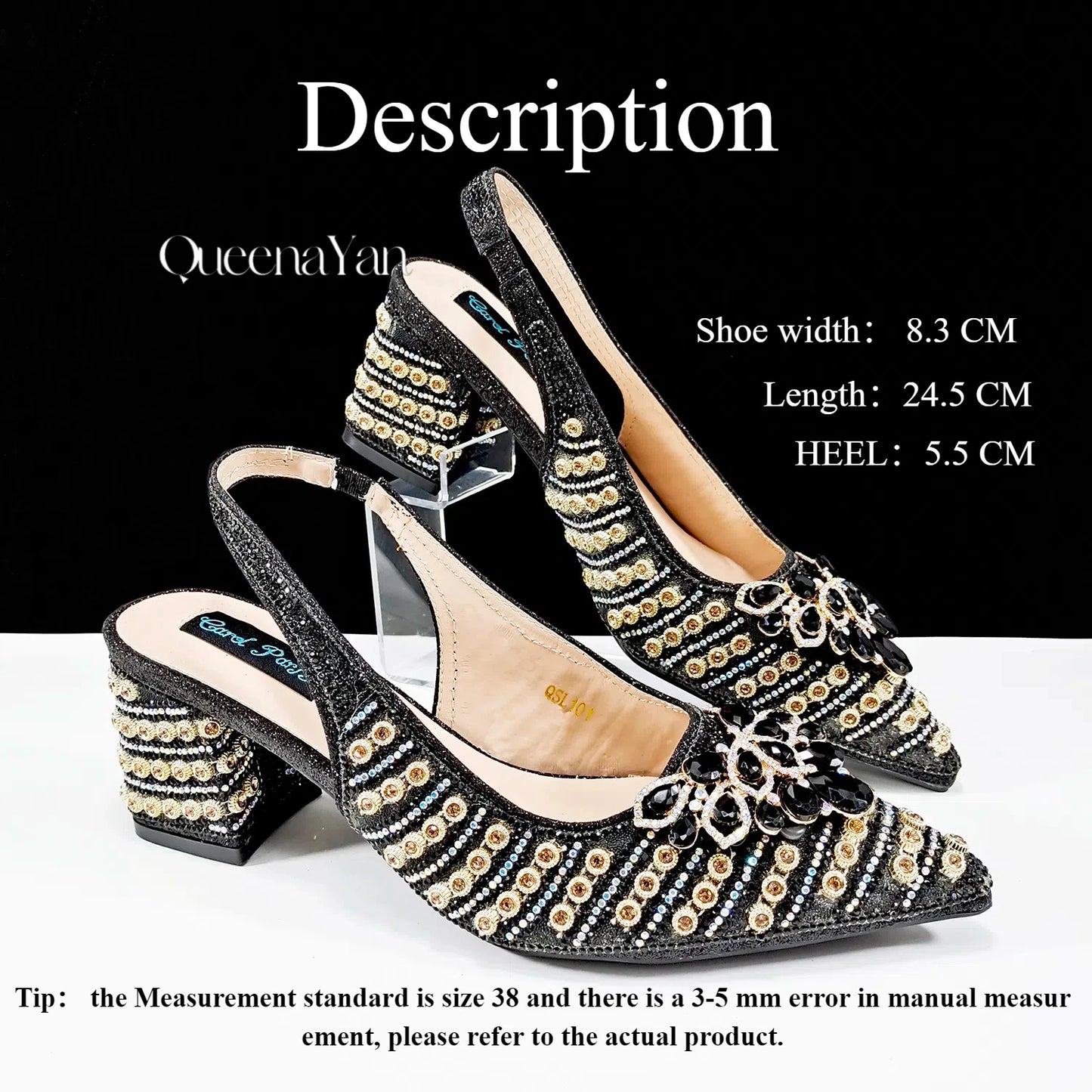 Dazzling Dreams: Full Rhinestone High Heels and Coordinated Bag for Timeless Style