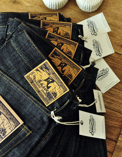 308XX-BO-Wind Jeans for Men Furinkazan Selvedge raw denim Jeans Mens Jeans 66 MODE Fit 16.8 OZ Silver-plated Buttons