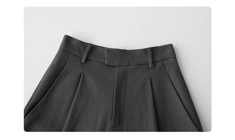 Simple Casual Women Twill Suit Pants Wide Leg Pants Straight Floor Pants Office Ladies Female Trousers