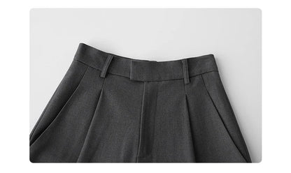 Simple Casual Women Twill Suit Pants Wide Leg Pants Straight Floor Pants Office Ladies Female Trousers