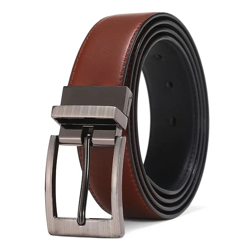 Men Belts Reversible Buckle Leather Brand Luxury Business Fashion Belts for Men Two Sides Color Black Brown StrapHQ117