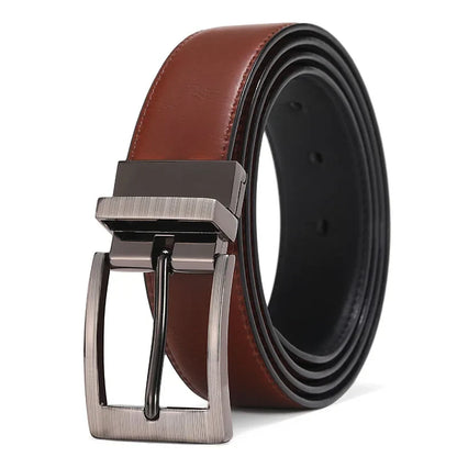 Men Belts Reversible Buckle Leather Brand Luxury Business Fashion Belts for Men Two Sides Color Black Brown StrapHQ117