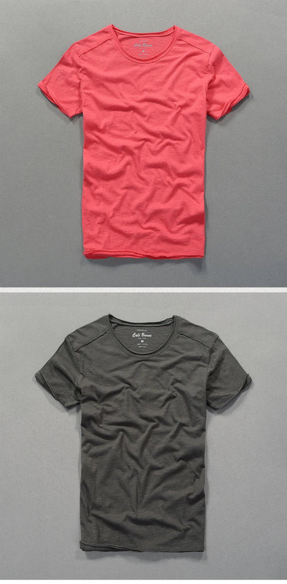 3007 Cotton T-shirt Men Excellent Quality Slub Cotton Solid Color Summer Japan Style Harajuku Male Comfortable Soft Pullover Tee