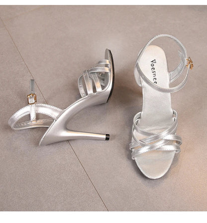 Model Catwalk High Heels Stiletto Sexy Platform 11cm Sandals Female Summer Red party Shoes Woman Sandals Cross Straps Size 43
