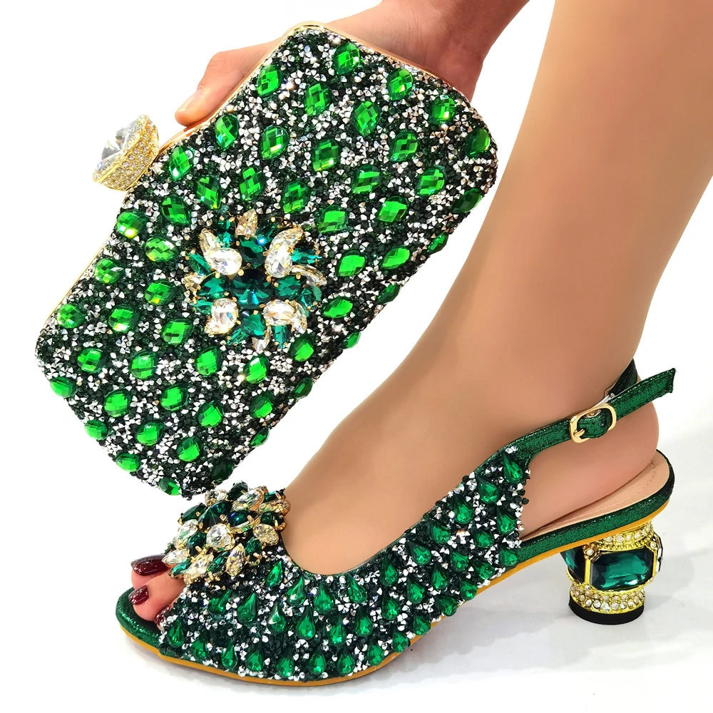 New Silver Color Nigerian Women's Shoes and Bags Party  African Fashion Shoes and Bags Wedding Shoes and Bags