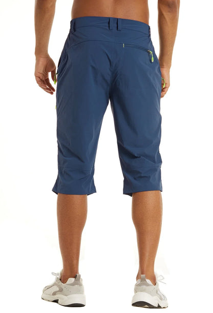 Below Knee Length Summer Waterproof Shorts Mens Quick Drying 3/4 Capri Pants Hiking Walking Sports Outdoor Nylon Shorts