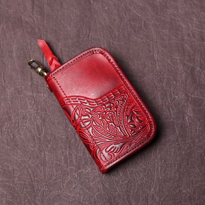 Men's Leather Key Bag, The First LayerOf Cowhide, Ladies' Purse, Multi-functional Vintage Vegetable Tanned Leather ID Bag.