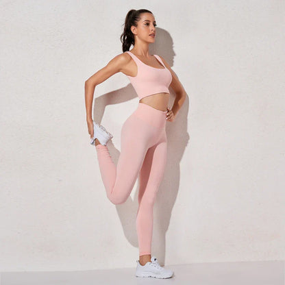 Women's Sportswear Yoga Set Workout Clothes Athletic Wear Sports Gym Legging Seamless Fitness Bra Crop Top Long Sleeve Yoga Suit