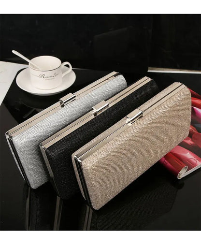 Women Evening Clutch Bag Diamond Sequin Wedding Clutch Purse and Handbag Party Banquet Black Gold Silver Two Chain Shoulder Bag
