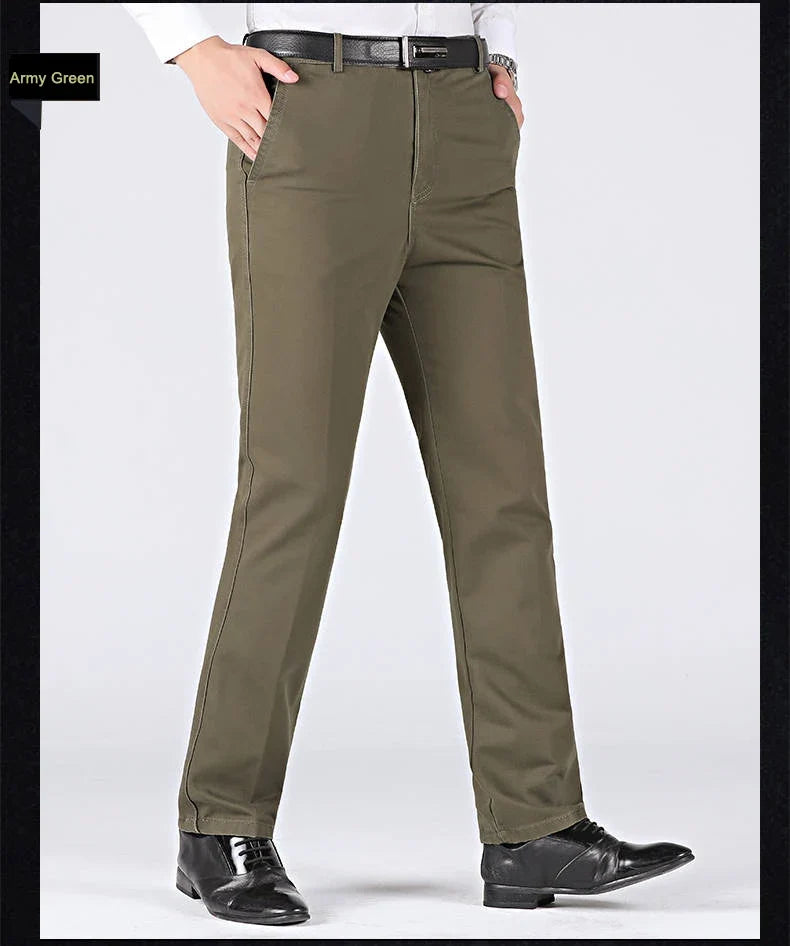 New Arrival 100% Cotton Summer Autumn Men's Casual Pants Fashion Solid Black Beige Gentle Thicken Trousers Brand Smart Suit Pant
