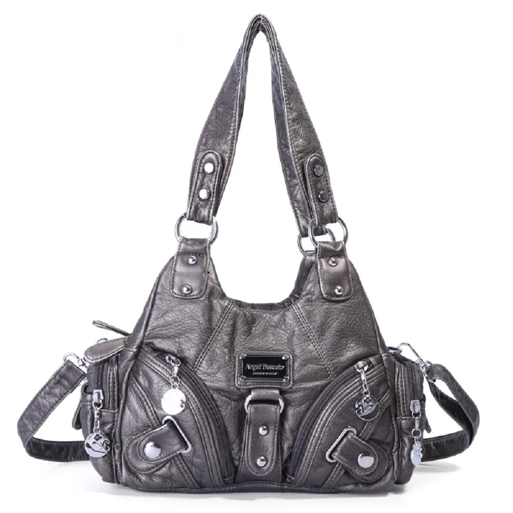 Vintage Women Handbags Soft Bag Small Top-handle Purse Fashion Satchel Multi-Pockets Shoulder Bag Hobos Phone Pack Tote Bag