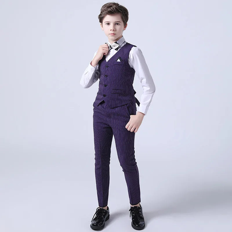 Flower Boys Clothing Set School Kids Wedding Formal Dress Vest Pants 2Pcs Suit Children Birtdahy Prom Ceremony Costume
