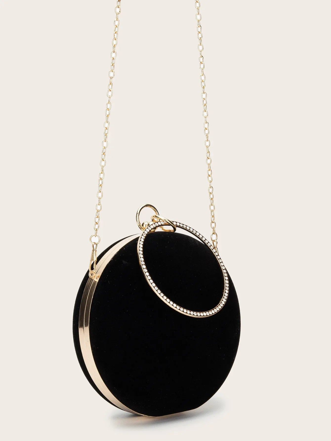 Women Velvet Evening Bag Party Metal Crystal Round Clutches Evening Bags Wedding Bag Bridal Shoulder Handbag Clutch Purse