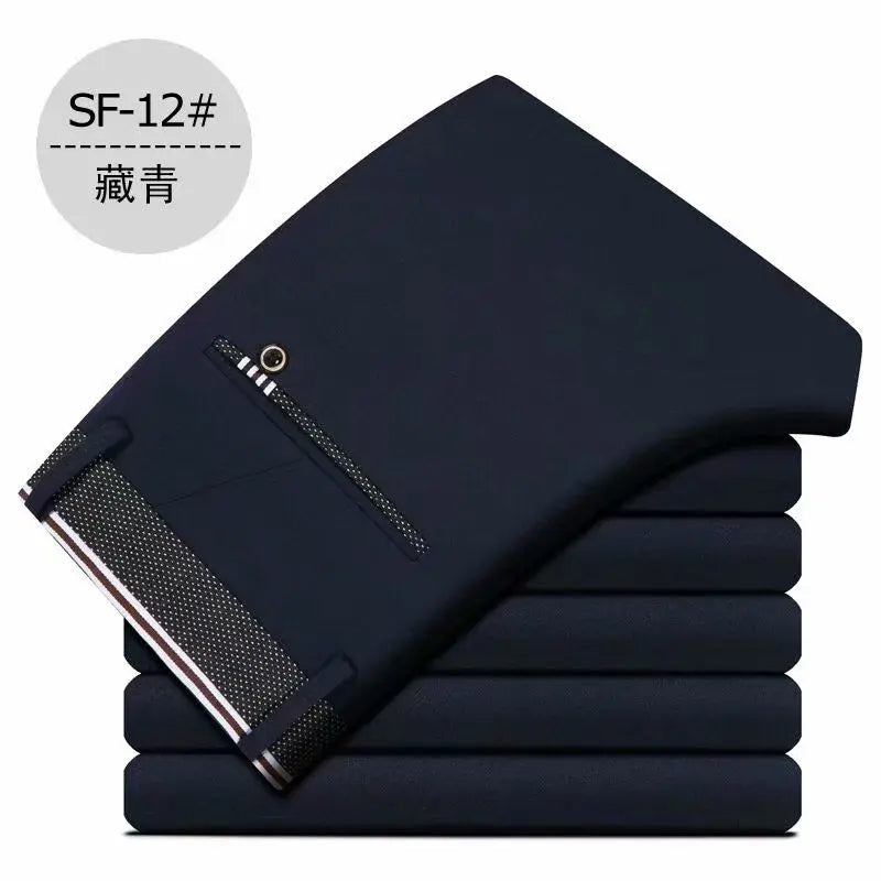 Stretch Suit Trousers for Men Office Pants Non-Ironing Slim Fit Bridegroom Suits Wedding Business Black Suit Pants Men