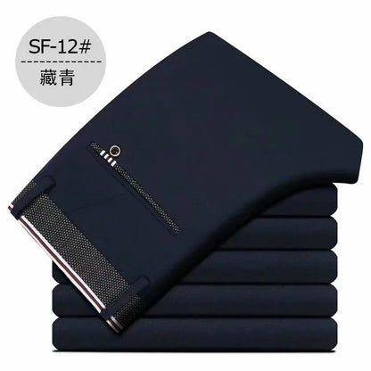 Stretch Suit Trousers for Men Office Pants Non-Ironing Slim Fit Bridegroom Suits Wedding Business Black Suit Pants Men