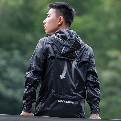 Waterproof Cycling Rain Coat Men Breathable Windproof Reflective Hooded Raincoat Outdoor Sport Windbreaker Jacket