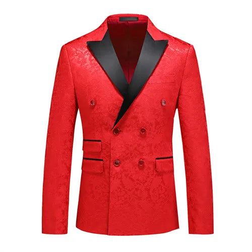 2026 New Men's White Rose Pattern Suit Jacket, Wedding Party Dress Coat, High Quality Men Slim Blazers Masculino Big Size M-6XL