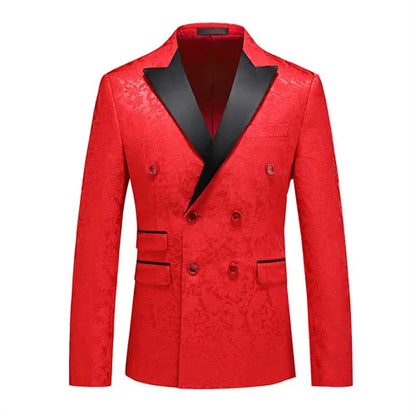 2026 New Men's White Rose Pattern Suit Jacket, Wedding Party Dress Coat, High Quality Men Slim Blazers Masculino Big Size M-6XL