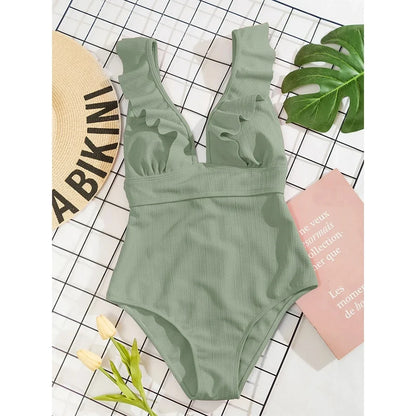 2023 One Piece Swimsuit Women Ruffle Swimwear Push Up Monokini Bodysuit Swimsuit Female Bathing Suit Summer Beach Wear