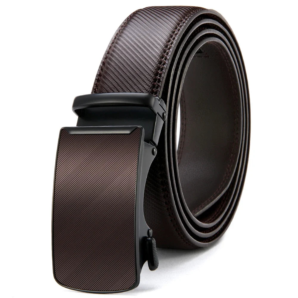 Multicolor Genuine Leather Men's Belts Fashion Business Automatic Buckle Straps Ratchet Cow Leather Waistband 3.5cm Width