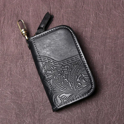 Men's Leather Key Bag, The First LayerOf Cowhide, Ladies' Purse, Multi-functional Vintage Vegetable Tanned Leather ID Bag.