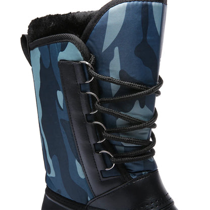 New Winter Camouflage Snow Men Boots Rain Shoes Outdoor Waterproof With Fur Plush Warm Male Casual Mid-Calf Work Motorcycle Boot