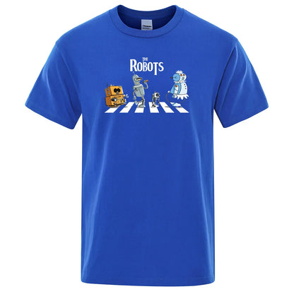 Hot Summer Cotton Men T Shirt Creative droids Printed T-Shirt robot shirt Boy Novelty Men's Short sleeve Tshirt Fashion Tops
