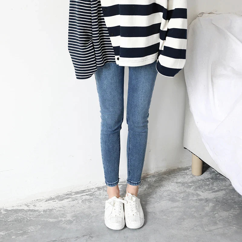 Women Jeans Retro High Waist Stretch Pencil Denim Pants Elastic for Woman Female Trousers Autumn Winter Ladies