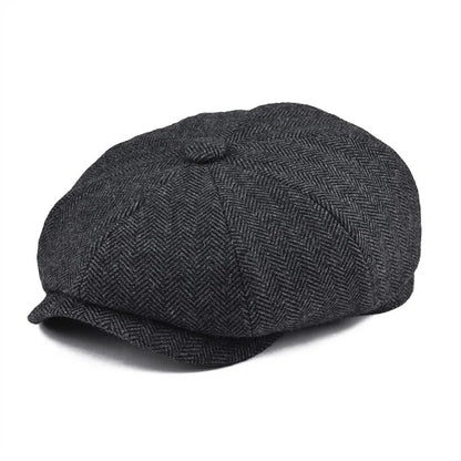 Men's 8 Piece Wool Blend Newsboy Flat Cap Gatsby Retro Hat Driving Caps Baker Boy Hats Women Boina 005