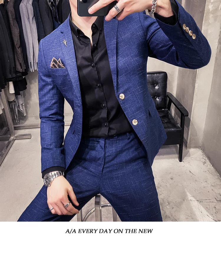 25 Colors 1 Pcs Blazer No Pants S-7XL New Wedding Dress Formal Business Slim Mens Suit Jacket Plaid Striped Solid Color