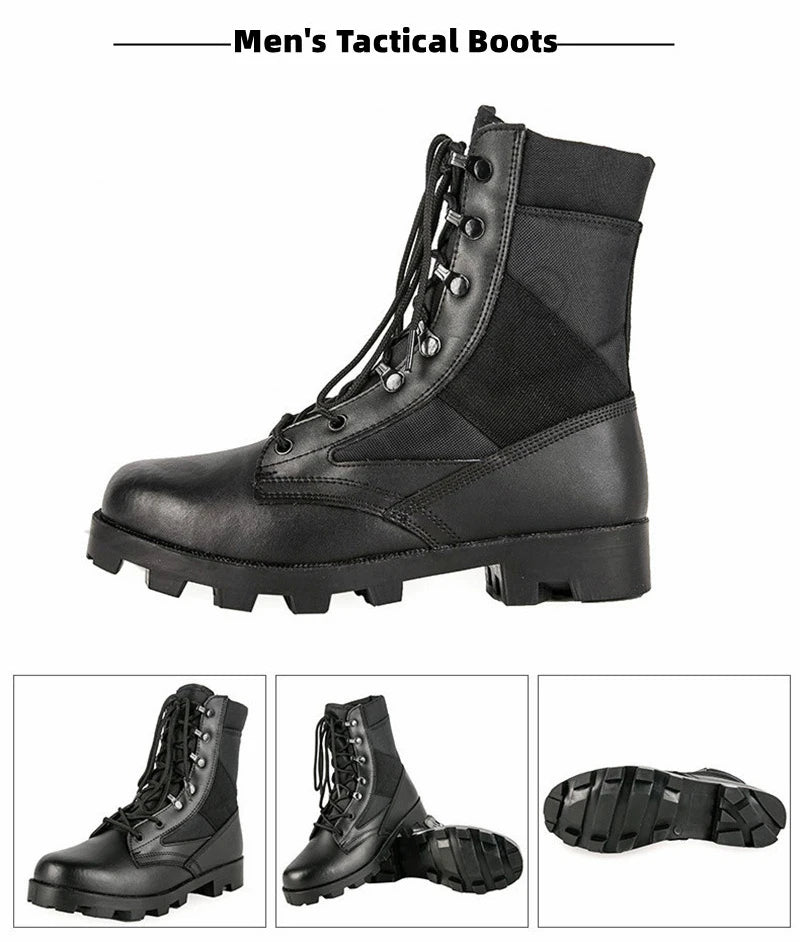 Camouflage Ankle Boots Men Outdoor Genuine Leather Panama Soles Tactical Combat Boots Hunting Work Boot Man Hiking Shoe 47