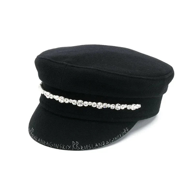 New Winter Women Hats Newsboy Caps Flat letter Militray Caps British Vintage Visor cap