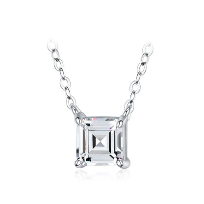 Real 925 Sterling Silver Square Emerald cut Clear CZ Classic Necklace Pendant For Women Wedding Charm Fine Jewelry 2020