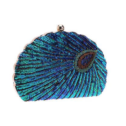 Shell Shape Women's Clutch Bag Sequin Purses and Handbags Luxury Designer Retro Embroidery Evening Bag Female Party Handbag Z079
