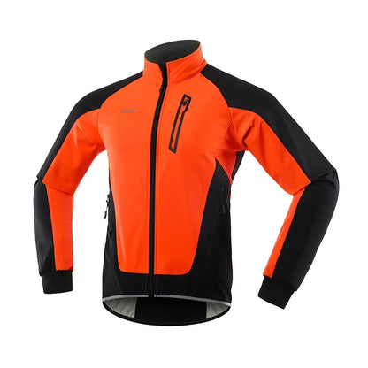 Men's Winter Cycling Jacket Thermal Fleece Warm Up Bicycle Clothing Windproof Waterproof Soft Shell Coat MTB Bike Jersey