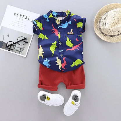 Toddler Baby Boys Girls Clothes Sets For Summer Boys Clothing Outfits Suit Cartoon Dinosaur Printing T Shirt +Shorts Pants