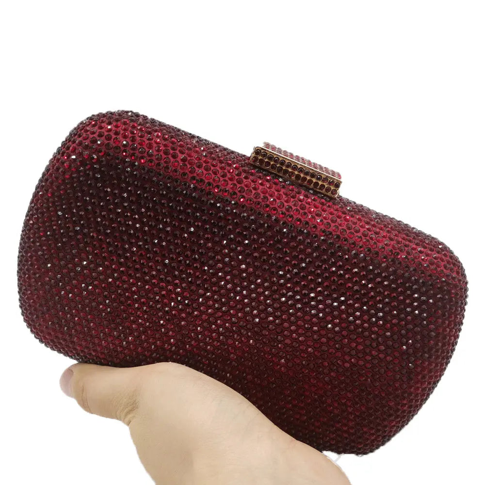 Burgundy Crystal Evening Bags and Clutches for Women Formal Party Rhinestone Handbags Wedding Clutch Purse