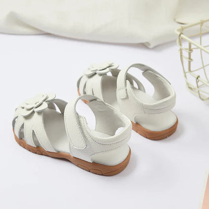 Hot selling little girl flower Sandals kids closed toe princess shoes for summer 3-7years older