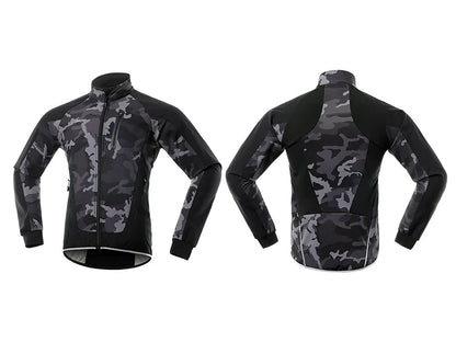 Men's Winter Cycling Jacket Thermal Fleece Warm Up Bicycle Clothing Windproof Waterproof Soft Shell Coat MTB Bike Jersey