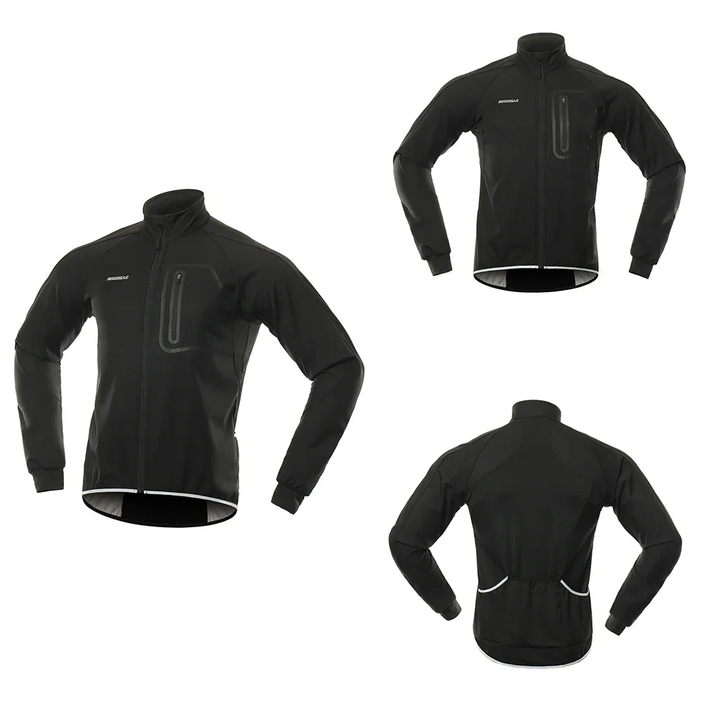 BERGRISAR Men's Cycling Jacket Winter Thermal Jacket Softshell Windbreak Waterproof Bike Coat Bicycle Raincoat BG011