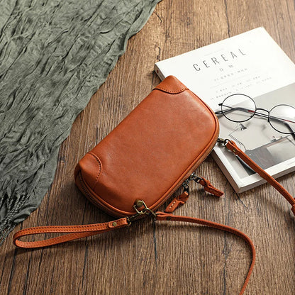 Simple Genuine Leather Women Small Bag Leisure Natural Soft Cowhide Solid Color Versatile Shoulder & Crossbody Bags