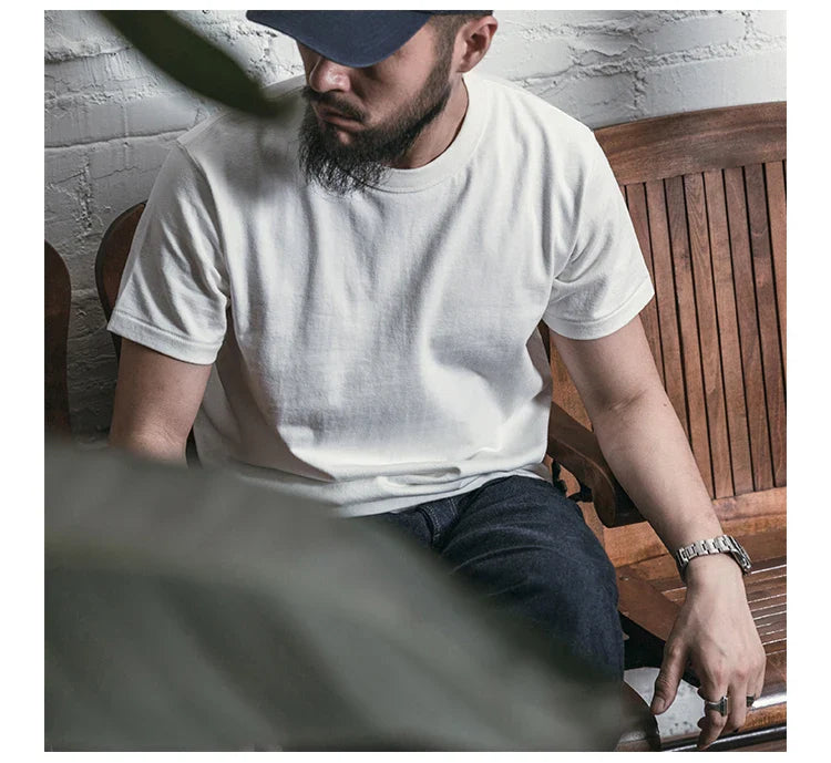 T-Shirts Heavyweight Short Sleeve Crew Neck Summer Men's Basic Tee