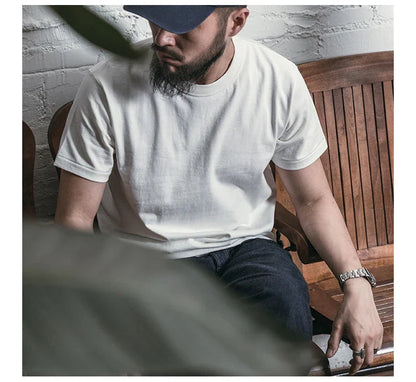 T-Shirts Heavyweight Short Sleeve Crew Neck Summer Men's Basic Tee