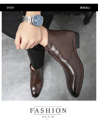 Mayba Pointed Leather Shoes Men Casual Shoes Ankle Boots Size 38-48