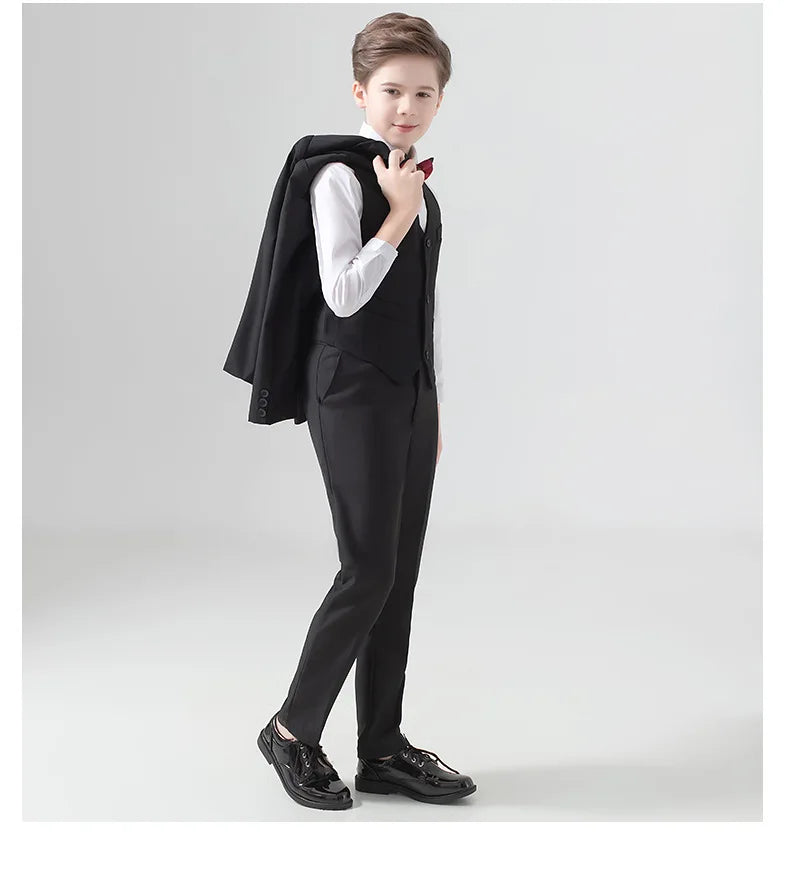 Flower Boys Wedding Suit Kids Prom Party Tuxedo Formal Blazer Children's Day Pinao Performance Costume school uniform 2-16T