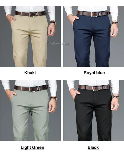 2023 Spring New Men's Bamboo Fiber Casual Pants Classic Style Business Fashion Khaki Stretch Cotton Trousers Male Brand Clothes
