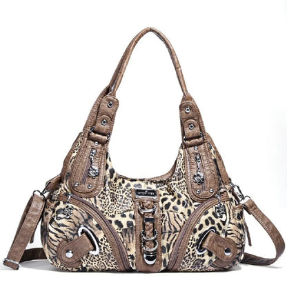 Vintage Women Handbags Fashion Leopard Shoulder Bag Top-handle Handbag Satchel Dumpling Shoulder Bag Tote Hobos Large Purse