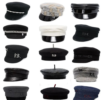 Brand Collection Wool Newsboy caps  New Women Hats Flat Militray Caps Baker Boy Hat with logo